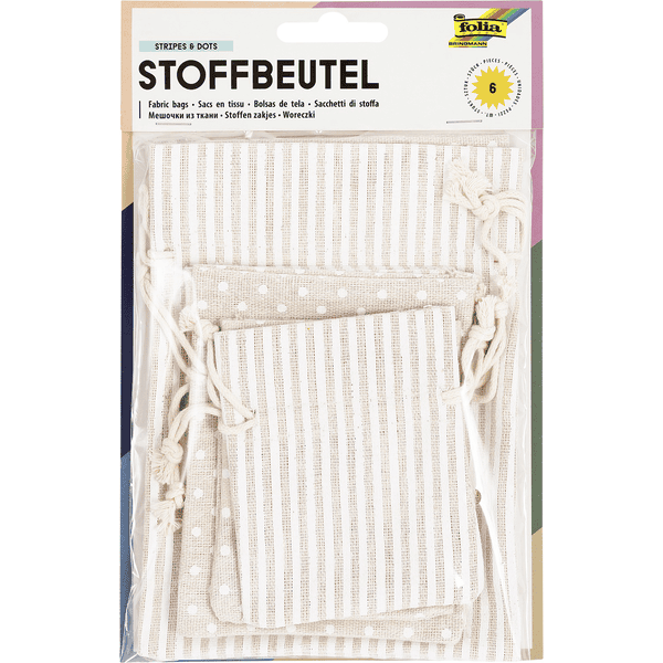 folia Bolsa de tela Stripes y Dots, 6 piezas