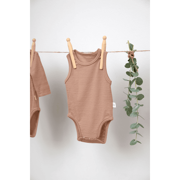LASSIG Body bebe sans manches marron roseoubleu