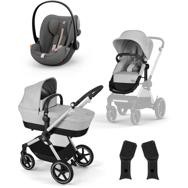 cybex GOLD Kinderwagen EOS Lux Lava Grey inkluisve Babyschale Cloud G i-Size Plus Lava Grey Plus und Adapter 