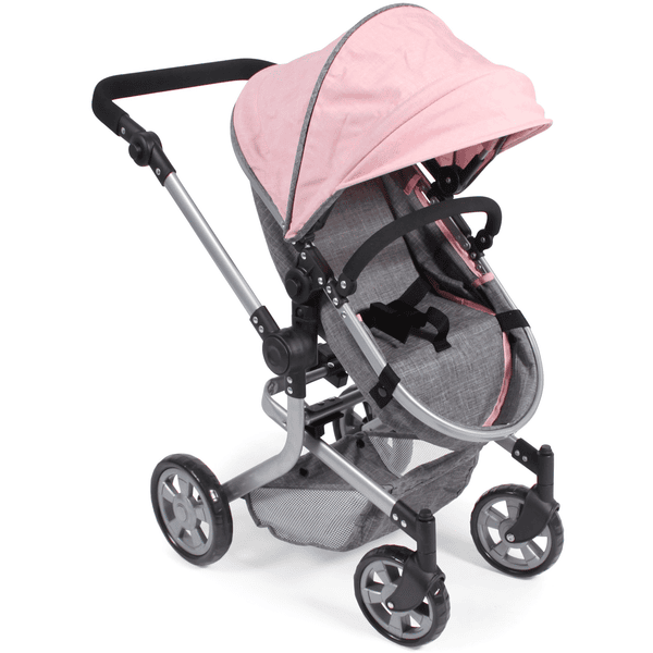 BAYER CHIC 2000 Passeggino duo per bambole MIKA, grigio-rosa 