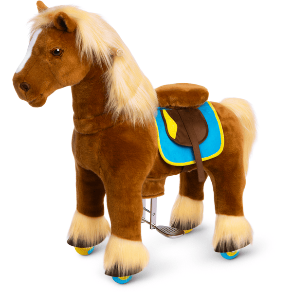 PonyCycle ® Caballo de juguete con ruedas Brown grande