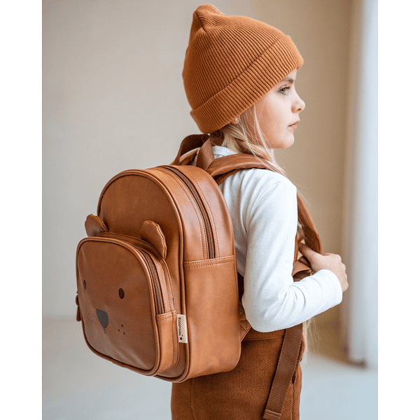 Kidzroom Porto Beary Opgewonden rugzak cognac pinkorblue