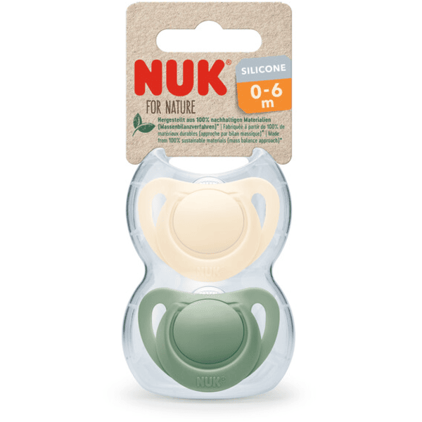 NUK Fopspeen Voor Nature Siliconen 0-6 maanden groen/crème 2-pack