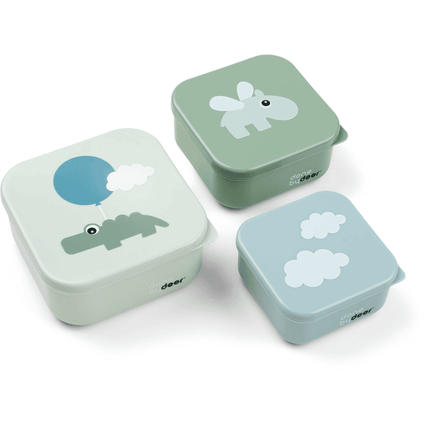 Done by Deer ™ Set di 3 contenitori per alimenti - Happy clouds Verde