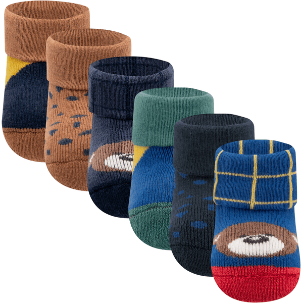 Ewers Chaussettes premier âge pack de 6 visage d'ours bleu 