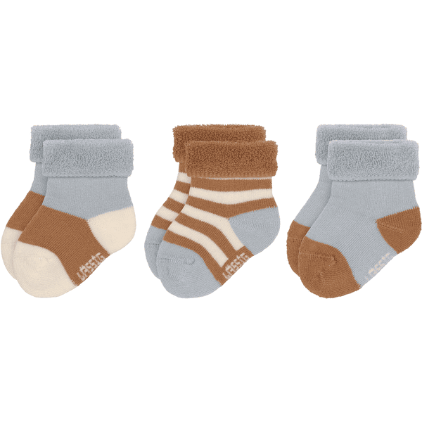 LÄSSIG Chaussettes éponge enfants pack de 3 bleu clair caramel