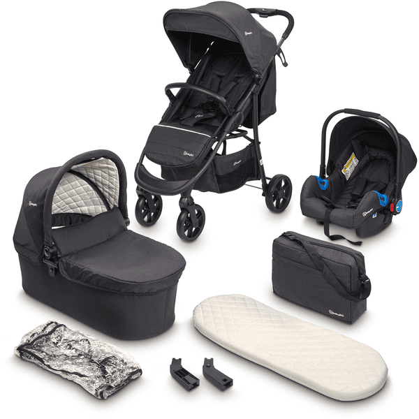 babyGO Poussette trio combinée 3en1 Black