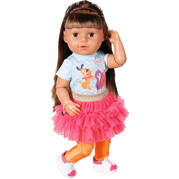 Zapf BABY born® Muñeca Sister Style & Play morena 43 cm