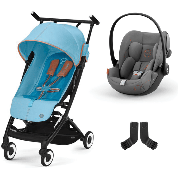 cybex GOLD Passeggino leggero Libelle Beach Blue con ovetto Cloud G i-Size Lava Grey e Adattatore