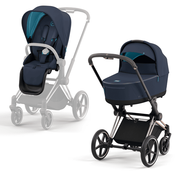 cybex PLATINUM Kombikinderwagen Priam Rosegold Dark Navy Conscious Collection