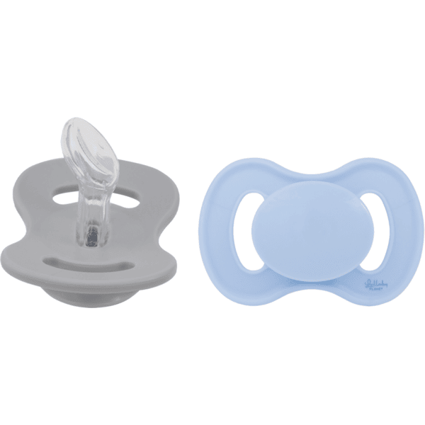 Lullaby Planet  Chupete de silicona 2 Pack Dental Tamaño 1 Ice Blue &amp; Misty Grey
