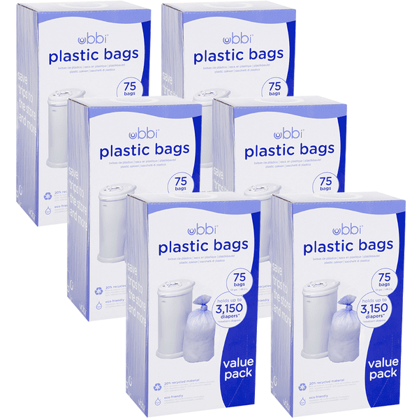 ubbi® Plastikbeutel 75 Stück, 6er Pack