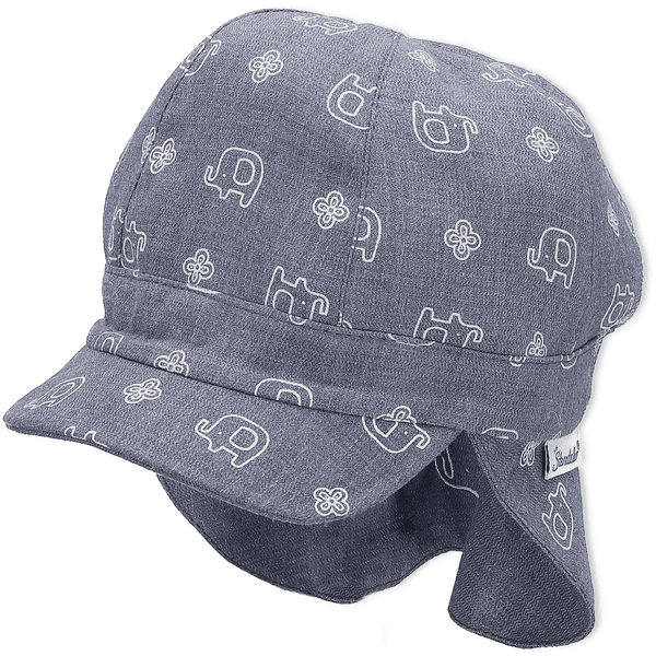 Sterntaler Casquette enfant réversible protège-cou éléphant bleu 