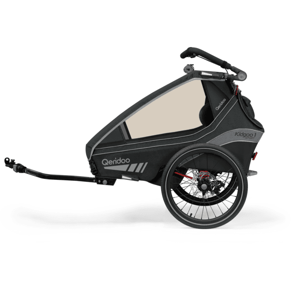 Qeridoo® Remorque de vélo enfant Kidgoo 1 Grey édition limitée collection 2023