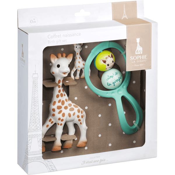 VULLI Sophie la girafe® syntymälahjasetti, jossa on Sophie la girafe®, 1 helistin Swing, 1 avaimenperä.