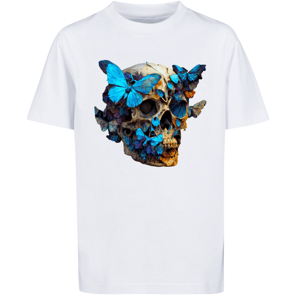 F4NT4STIC T-Shirt Schmetterling Skull TEE UNISEX weiß