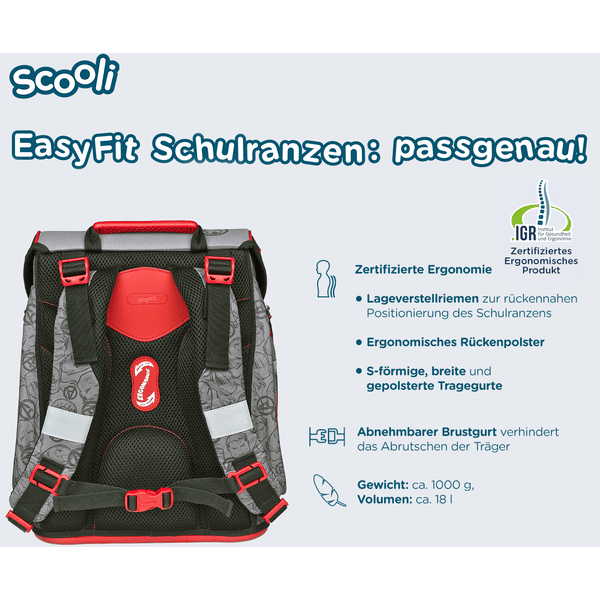 Scooli Juego de mochilas escolares EasyFit Avengers 5 piezas