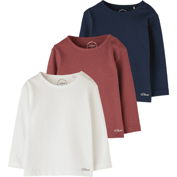 s. Olive r Lot de 3 t-shirts manches longues blanc/rouge/bleu