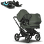 bugaboo Carro de bebé gemelar Donkey 5 Duo Complete Black / Forest Green con Wheelblades