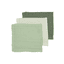 MEYCO Panni per ruttini in mussola confezione da 3 pezzi Uni Off white /Soft Green / Forest Green 