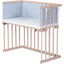 dreamgood Beistellbett Buche natur | Matratze Prime Air | Nestchen, horizontblau Sternemix weiß/saphirblau















