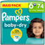 Pampers Baby-Dry bleier, størrelse 6+, 14-19 kg, maxipakke (1 x 74 bleier)