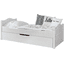TiCAA Pojedyncze łóżko Leni 90 x 200 cm Kiefer biały z dodatkowym łóżkiem