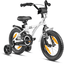 PROMETHEUS BICYCLES ® Bicicleta para niños 14" con ruedines blanco y negro 