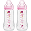 MAM Babyflasche Easy Active™ Größe 2 ab 4+M 330 ml, Weltall rosa im Doppelpack 