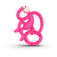  Matchstick Monkey  Pierścień na ząbkowanie małpka mini, różowy