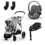 cybex GOLD Silver i-Size Gazelle S barnevogn Lava Grey inkludert Cloud G bilbarnestol Lava Grey Base G basestasjon og adapter