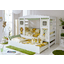 TiCAA Lit cabane gigogne enfant Safari beige/vert, deuxième lit 90x200 cm