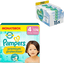 Pampers Premium Protection , koko 4 maxi, 9-14kg, kuukausipakkaus (1x 174 vaippaa) ja kosteuspyyhkeet Aqua 720 pyyhkeet (15 x 48 kpl).