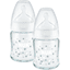 NUK Glasflaska First Choice ⁺ från födseln 120 ml, temperatur control i dubbelförpackning vit