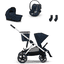 cybex GOLD Carrito de bebé Set Gazelle S Silver Ocean Blue con capazo Gazelle S Cot Ocean Blue, silla portabebés Cloud G i-Size Plus Ocean Blue Plus y adaptador Gazelle S