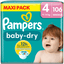 Pampers Baby-Dry bleer, størrelse 4, 9-14 kg, maxipakke (1 x 106 bleer)