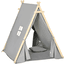 HOMCOM Kinder Tipi Zelt mit Kissen, Bodenmatte und Aufbewahrungstasche grau