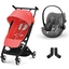 cybex GOLD Buggy Libelle Hibiscus Red inclusief baby-autostoeltje Cloud G i-Size Lava Grey en Adapter 