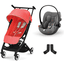 cybex GOLD Lastenrattaat Libelle Hibiscus Red sisältäen turvakaukalon Cloud G i-Size Lava Grey ja adapterin