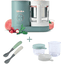 Babycook BEABA® Foodprocessor Eucalyptus med to glasportioner og babyske i et sæt med 2 stk.