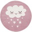 LIVONE Barn elsker Rugs Cloud Round rosa / hvit