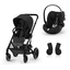 cybex GOLD Balios Black Black i-Size Black Kinderwagen S Lux Moon inclusief Cloud G baby-autostoeltje Plus Moon en Adapter 