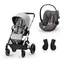 cybex GOLD Kinderwagen Balios S Lux Silver Lava Grey inclusief baby-autostoeltje Cloud G i-Size Plus Lava Grey en Adapter 