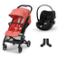 cybex GOLD Buggy Beezy Hibiscus Red inklusive Babyschale Cloud G i-Size Moon Black und Adapter