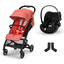 cybex GOLD Lastenrattaat Beezy Hibiscus Red joihin sisältyy Cloud G Turvakaukalo i-Size Moon Black ja Adapteri 