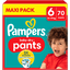 Pampers Large Dětské suché kalhoty, velikost 6 Extra , 14-19 kg, Maxi balení (1 x 70 kalhot)