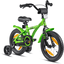 PROMETHEUS BICYCLES® Bicicleta para niños 14'' verde-negro Hawk con ruedines