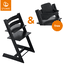 STOKKE® Tripp Trapp® Hochstuhl Buche schwarz + Gratis Baby Set V2 schwarz