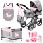 bayer Design Kombinovaný kočárek pro panenky Mega Set šedý/růžový