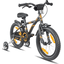 PROMETHEUS BICYCLES® Lasten polkupyörä 16" musta matta oranssi apupyörillä